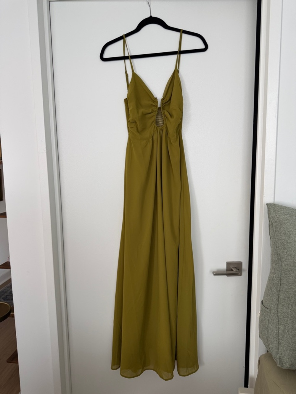 Olive Green Spaghetti-Strap Maxi Dress